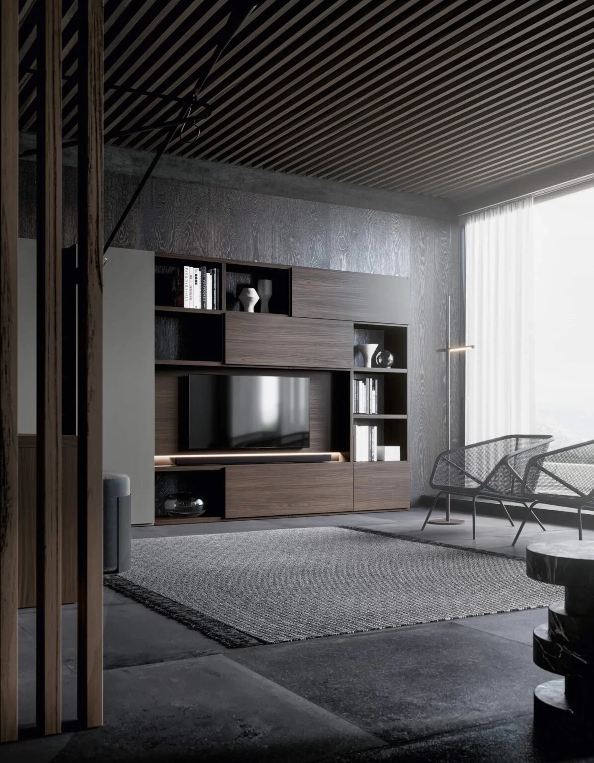 Soggiorno con libreria 02