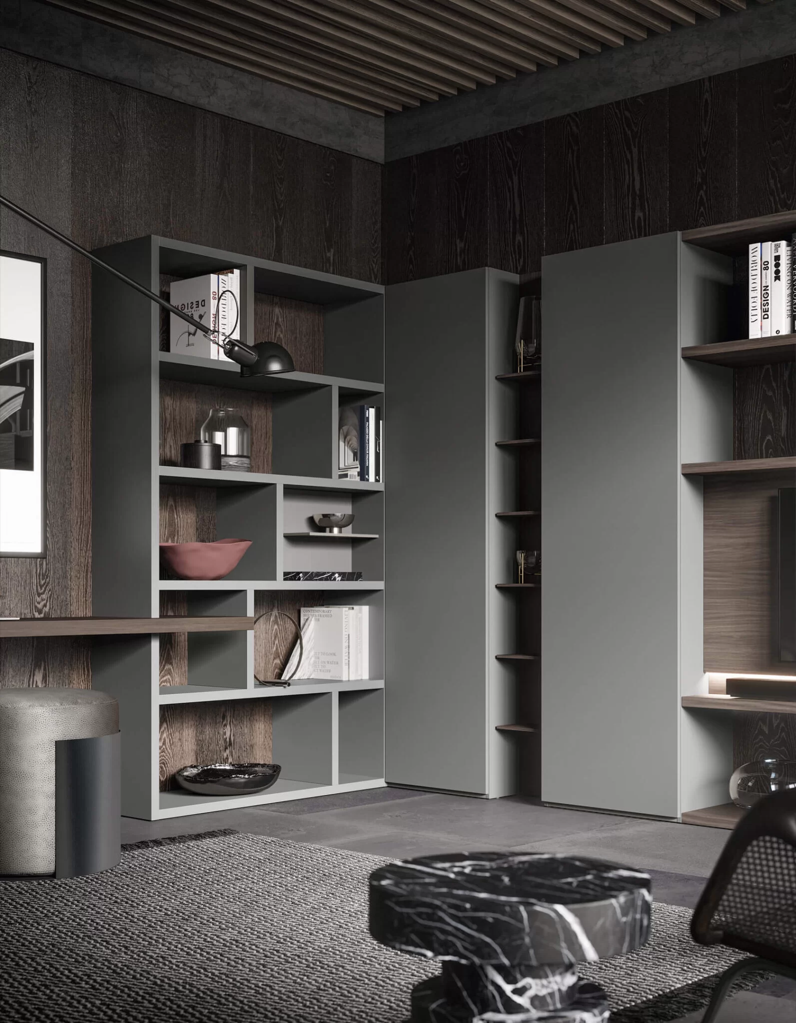 Soggiorno con libreria 02