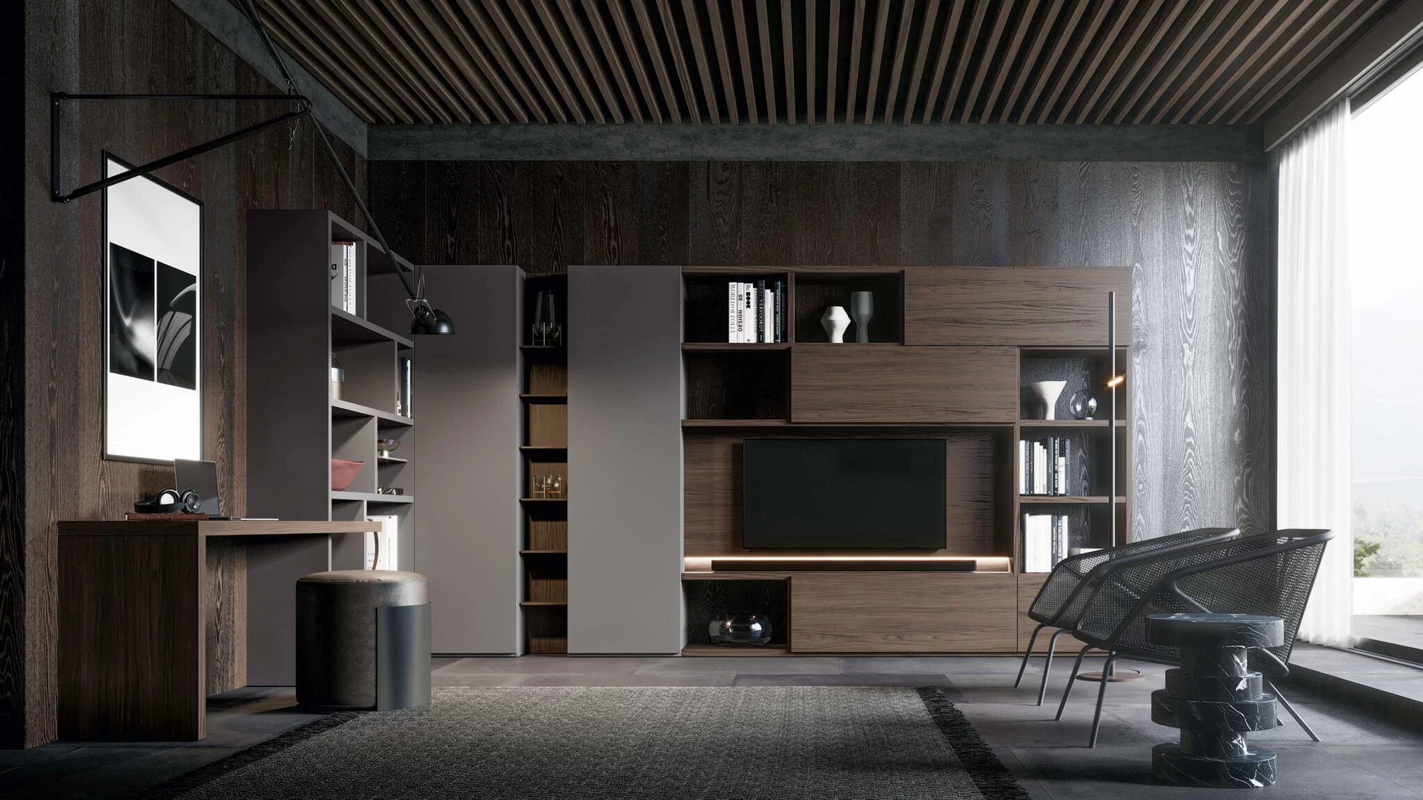 Soggiorno con libreria 02